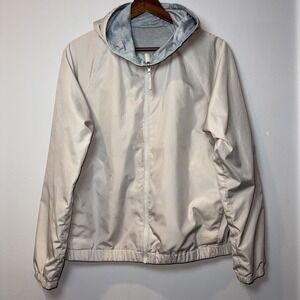 UNIQLO Sz S Light Khaki Hooded Zip Active Jacket Lightweight Bomber Double Sided